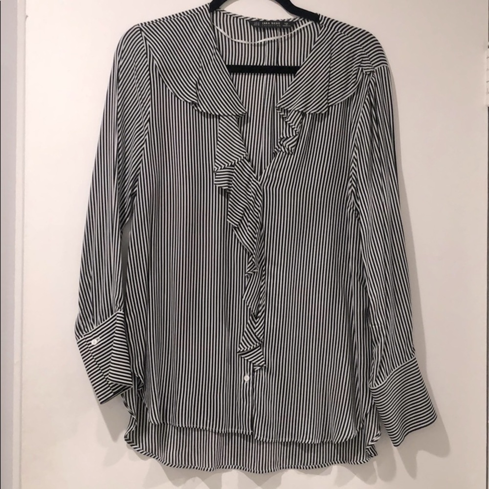 Zara Black and White Blouse